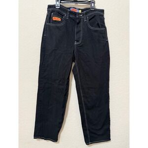 Empyre Loose Fit Embroidered Black Denim Skate Pants YSK Grunge Street wear